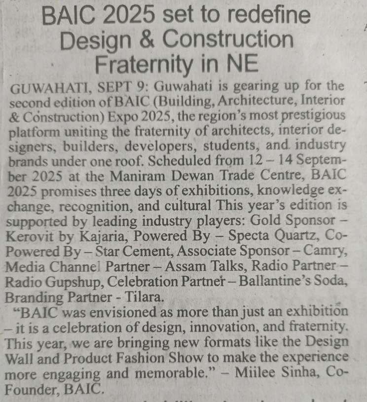 baic-North East's Biggest Building, Architecture, Interiors & Construction Exhibition in guwahati